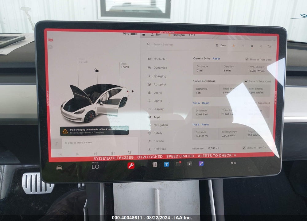 2020 TESLA MODEL 3 PERFORMANCE DUAL MOTOR ALL-WHEEL DRIVE VIN: 5YJ3E1EC7LF642289