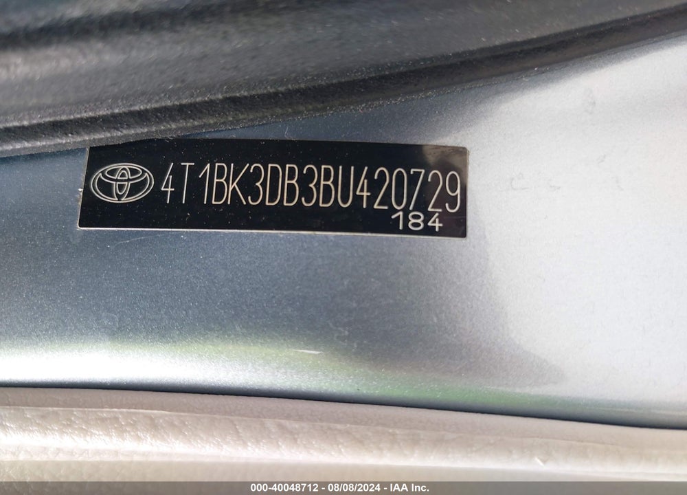 2011 TOYOTA AVALON LIMITED VIN: 4T1BK3DB3BU420729