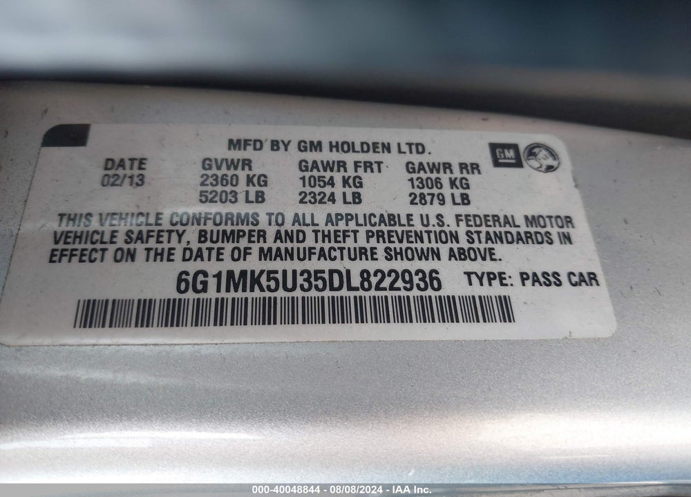 2013 CHEVROLET CAPRICE POLICE VIN: 6G1MK5U35DL822936