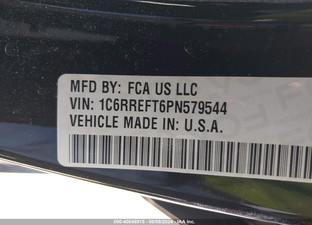 2023 RAM 1500 BIG HORN 4X2 5'7 BOX VIN: 1C6RREFT6PN579544
