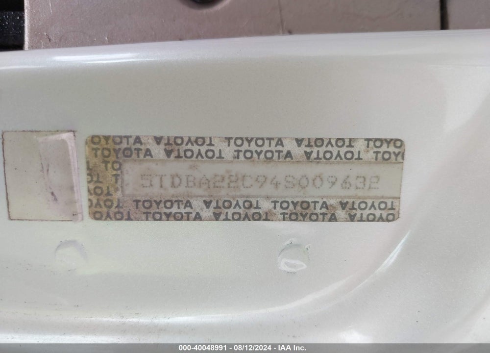 2004 TOYOTA SIENNA XLE LIMITED VIN: 5TDBA22C94S009632