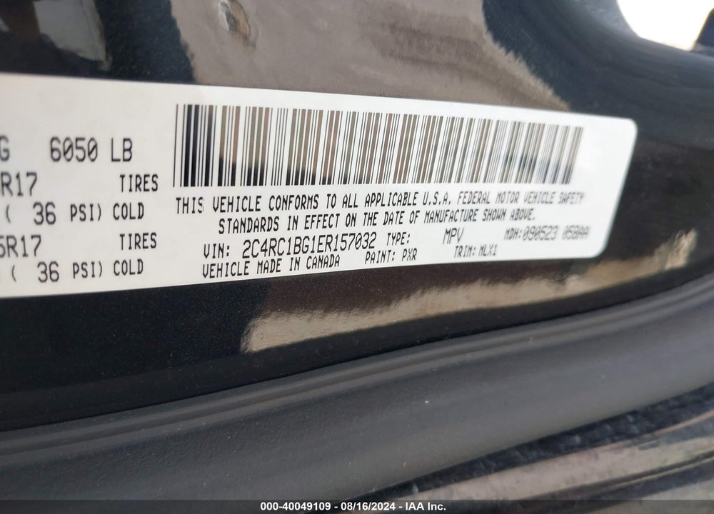 2014 CHRYSLER TOWN & COUNTRY TOURING VIN: 2C4RC1BG1ER157032
