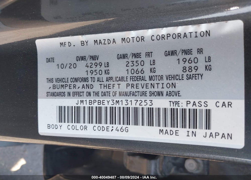 2021 MAZDA 3 2.5 TURBO PREMIUM PLUS VIN: JM1BPBEY3M1317253