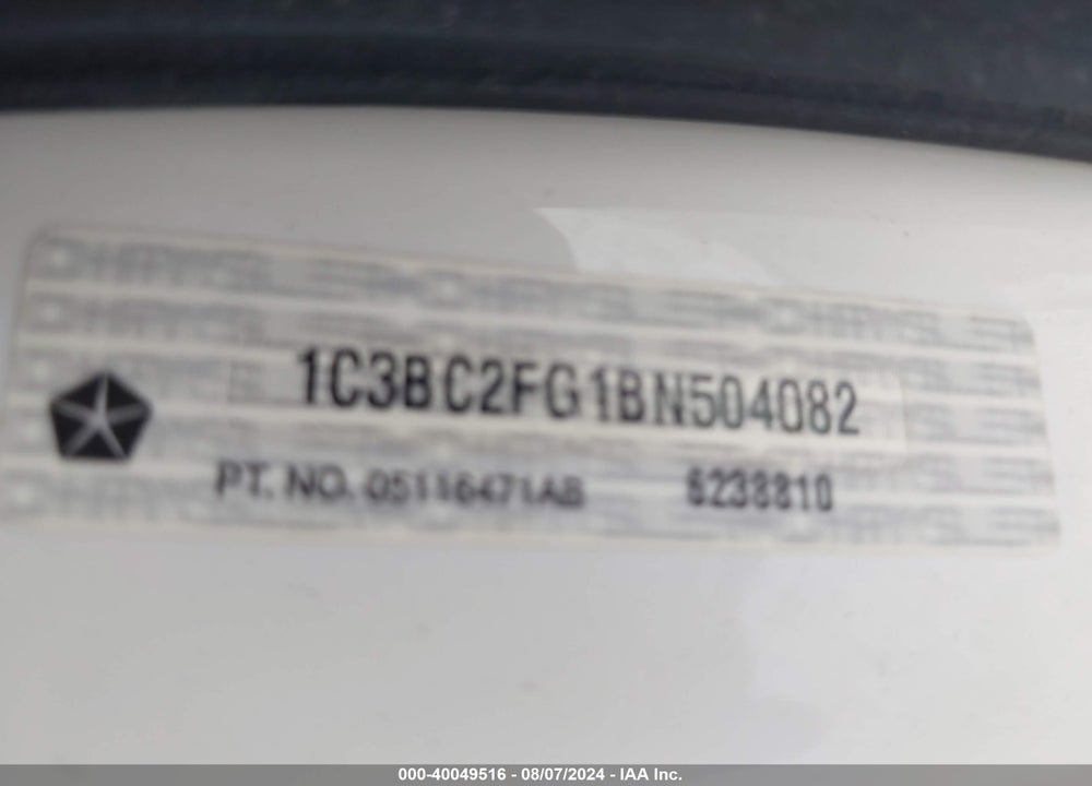 2011 CHRYSLER 200 LIMITED VIN: 1C3BC2FG1BN504082