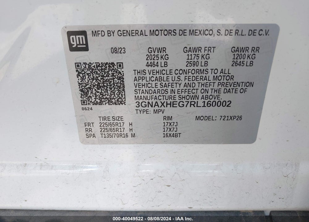 2024 CHEVROLET EQUINOX FWD LS VIN: 3GNAXHEG7RL160002