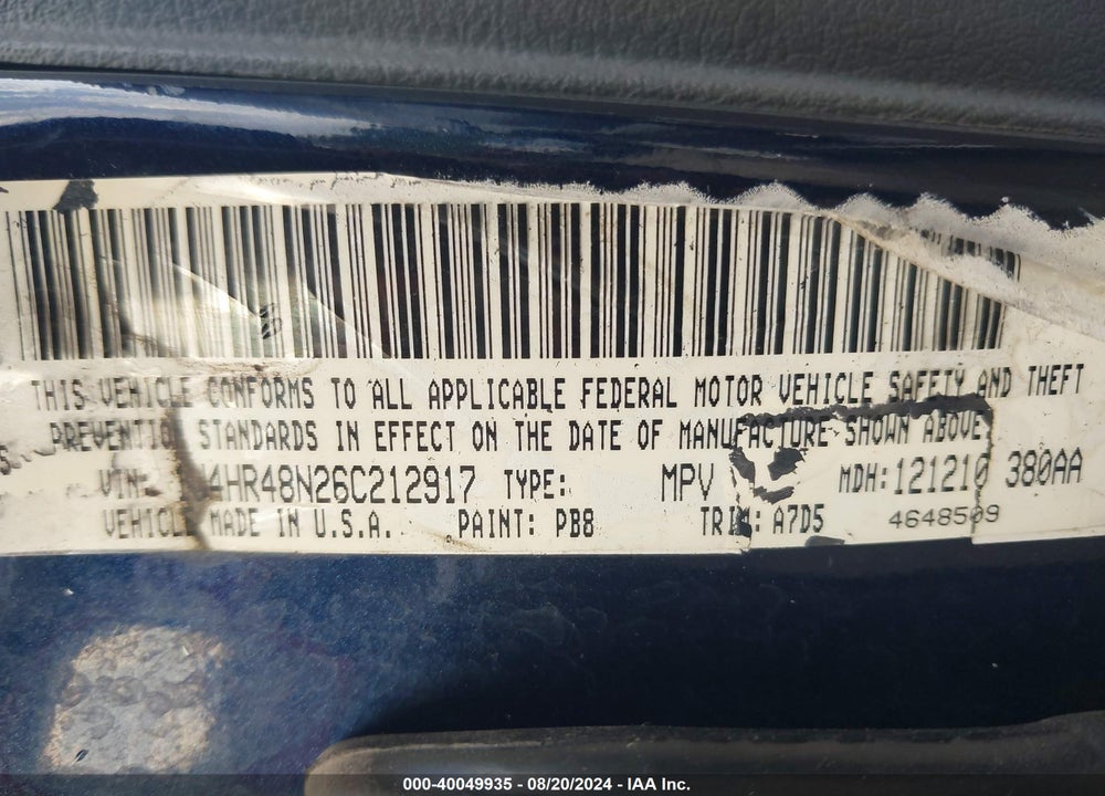 2006 JEEP GRAND CHEROKEE LAREDO VIN: 1J4HR48N26C212917