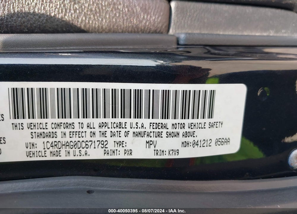 2013 DODGE DURANGO SXT VIN: 1C4RDHAG0DC671792