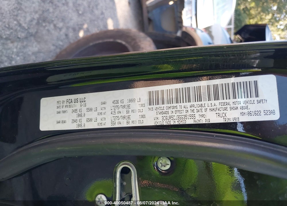 2016 RAM 2500 VIN: 3C6UR5CJ3GG351555