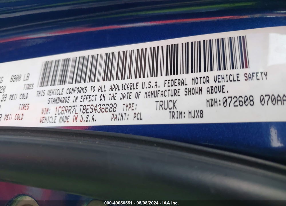 2014 RAM 1500 BIG HORN VIN: 1C6RR7LT8ES436688