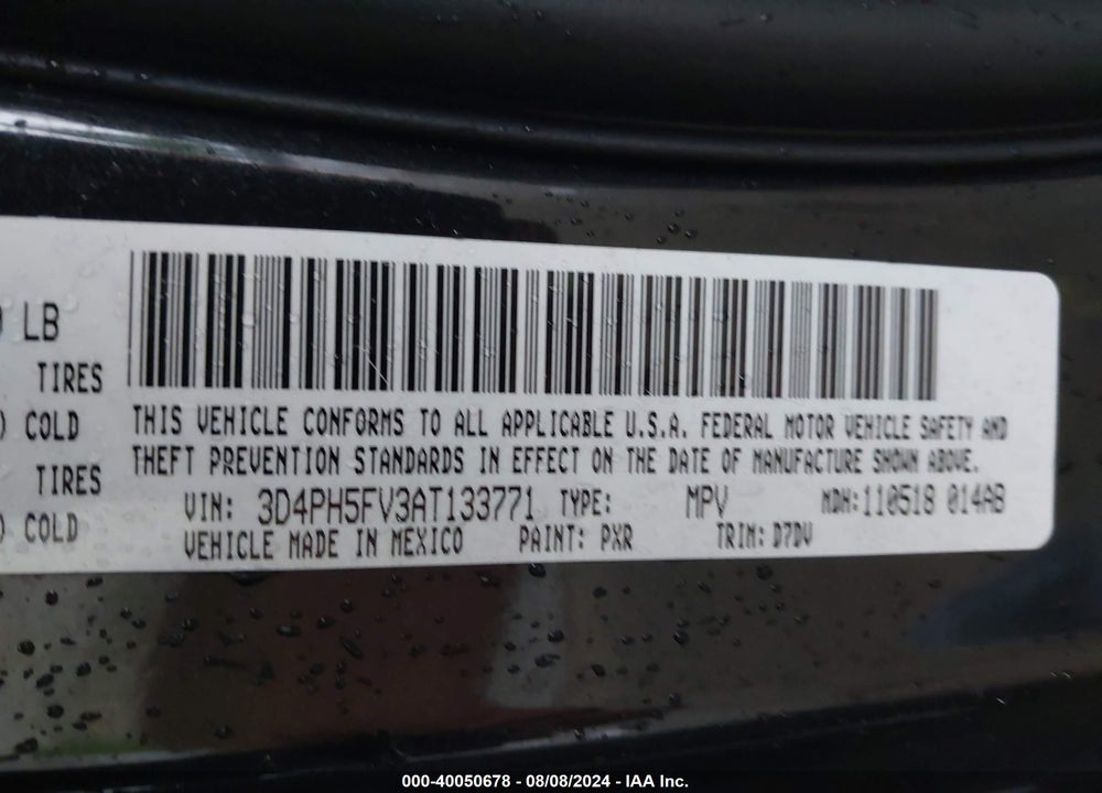 2010 DODGE JOURNEY VIN: 3D4PH5FV3AT133771