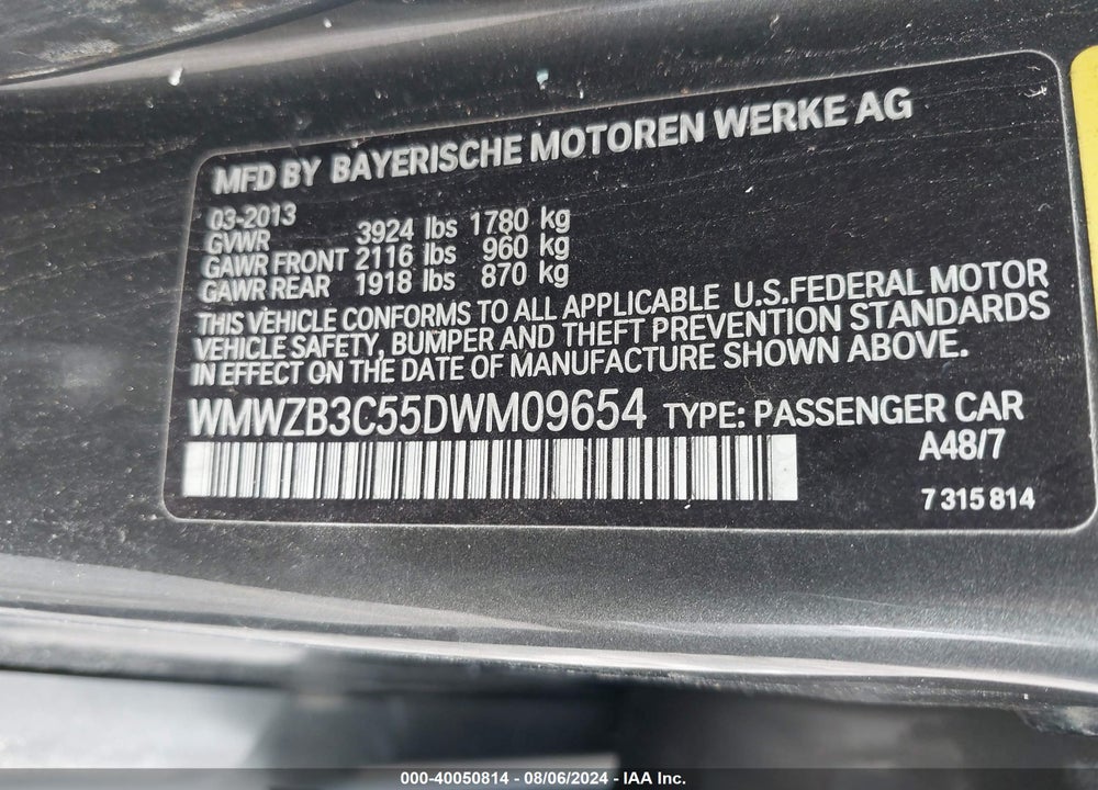 2013 MINI COUNTRYMAN COOPER VIN: WMWZB3C55DWM09654