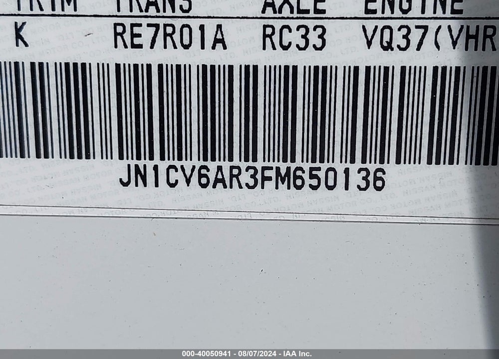 2015 INFINITI Q40 VIN: JN1CV6AR3FM650136