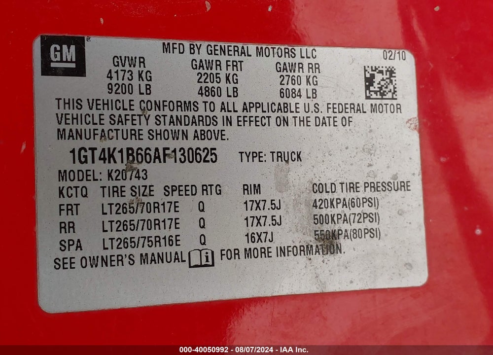 2010 GMC SIERRA 2500HD SLT VIN: 1GT4K1B66AF130625