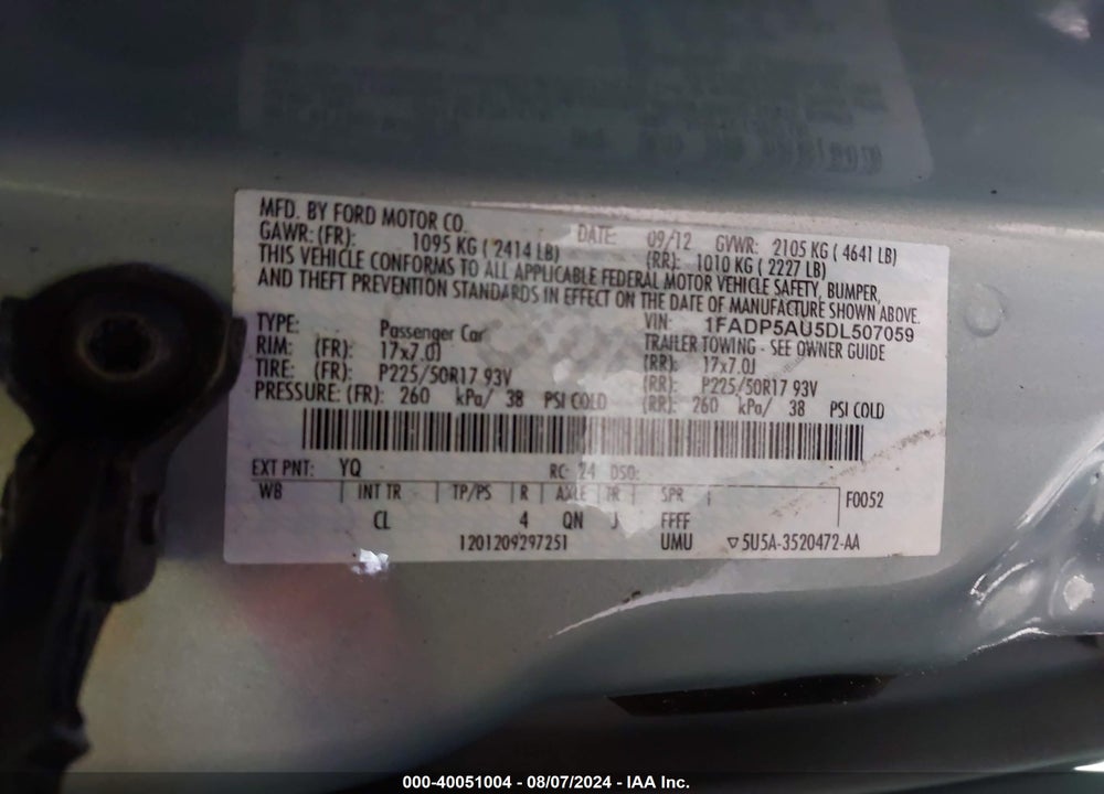 2013 FORD C-MAX HYBRID SE VIN: 1FADP5AU5DL507059
