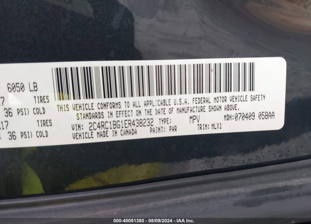 2014 CHRYSLER TOWN & COUNTRY TOURING VIN: 2C4RC1BG1ER438232