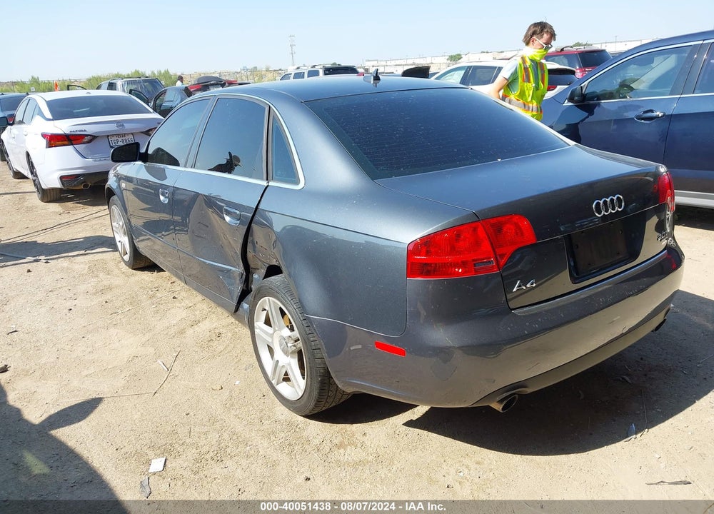2007 AUDI A4 2.0T VIN: WAUDF78E67A047608