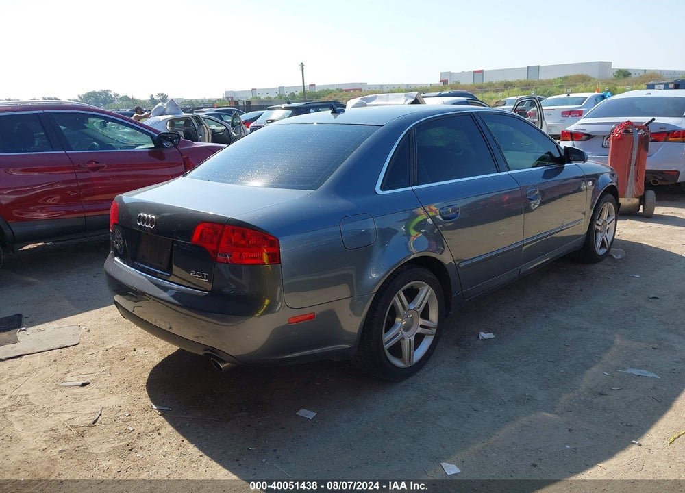 2007 AUDI A4 2.0T VIN: WAUDF78E67A047608