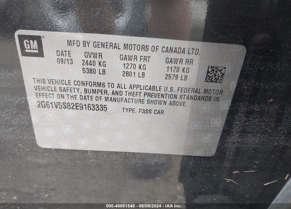 2014 CADILLAC XTS VSPORT PREMIUM VIN: 2G61V5S82E9163335