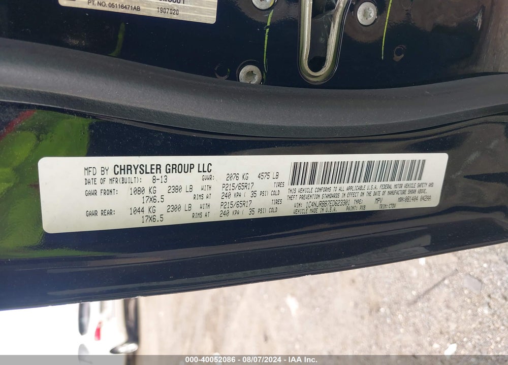 2014 JEEP PATRIOT SPORT VIN: 1C4NJRBB7ED623301