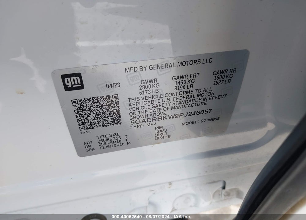 2023 BUICK ENCLAVE ESSENCE FWD VIN: 5GAERBKW9PJ246057