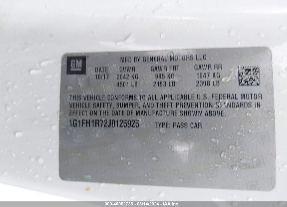 2018 CHEVROLET CAMARO 2SS VIN: 1G1FH1R72J0125925