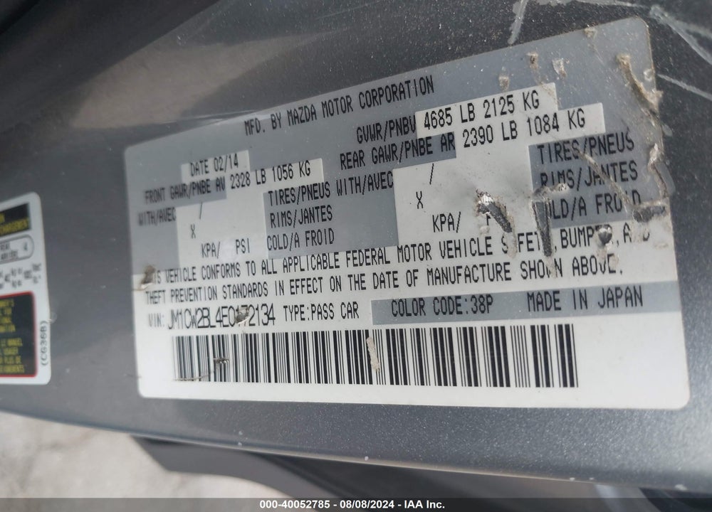 2014 MAZDA 5 SPORT VIN: JM1CW2BL4E0172134