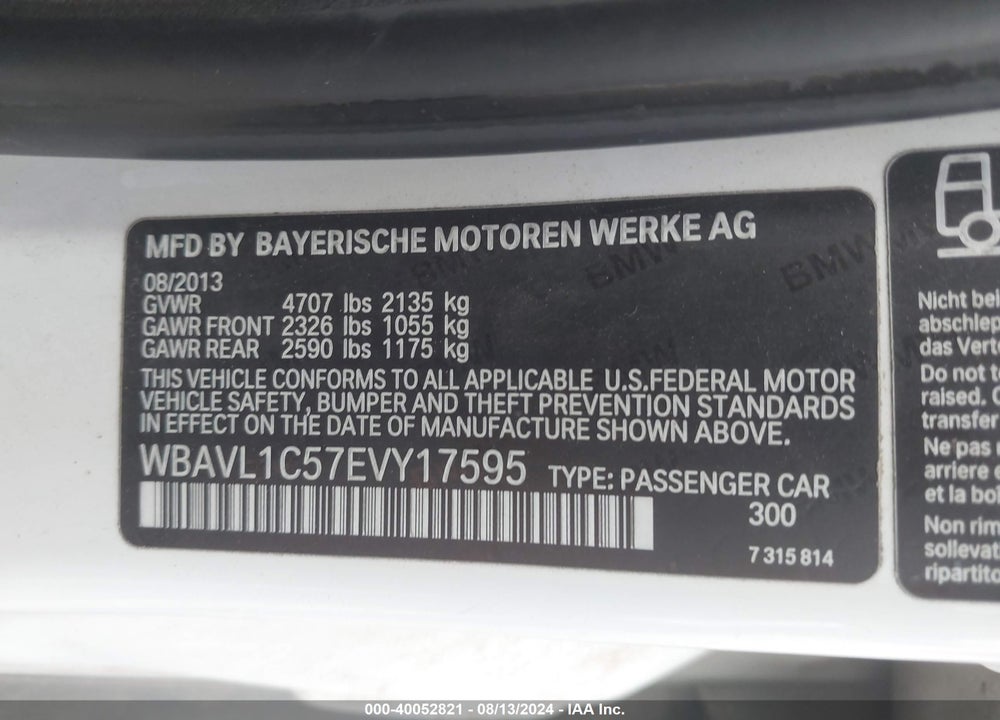 2014 BMW X1 VIN: WBAVL1C57EVY17595