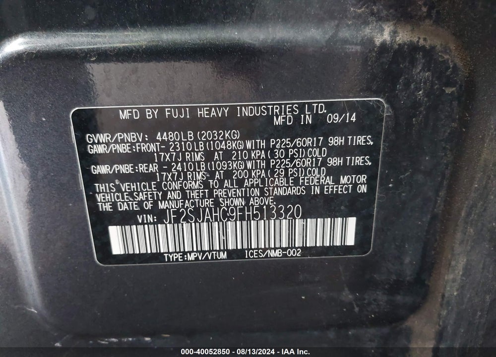 2015 SUBARU FORESTER 2.5I LIMITED VIN: JF2SJAHC9FH513320
