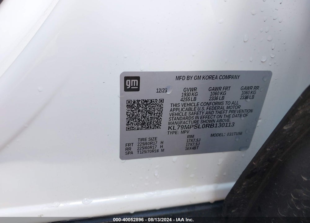 2024 CHEVROLET TRAILBLAZER FWD LT VIN: KL79MPSL0RB130113