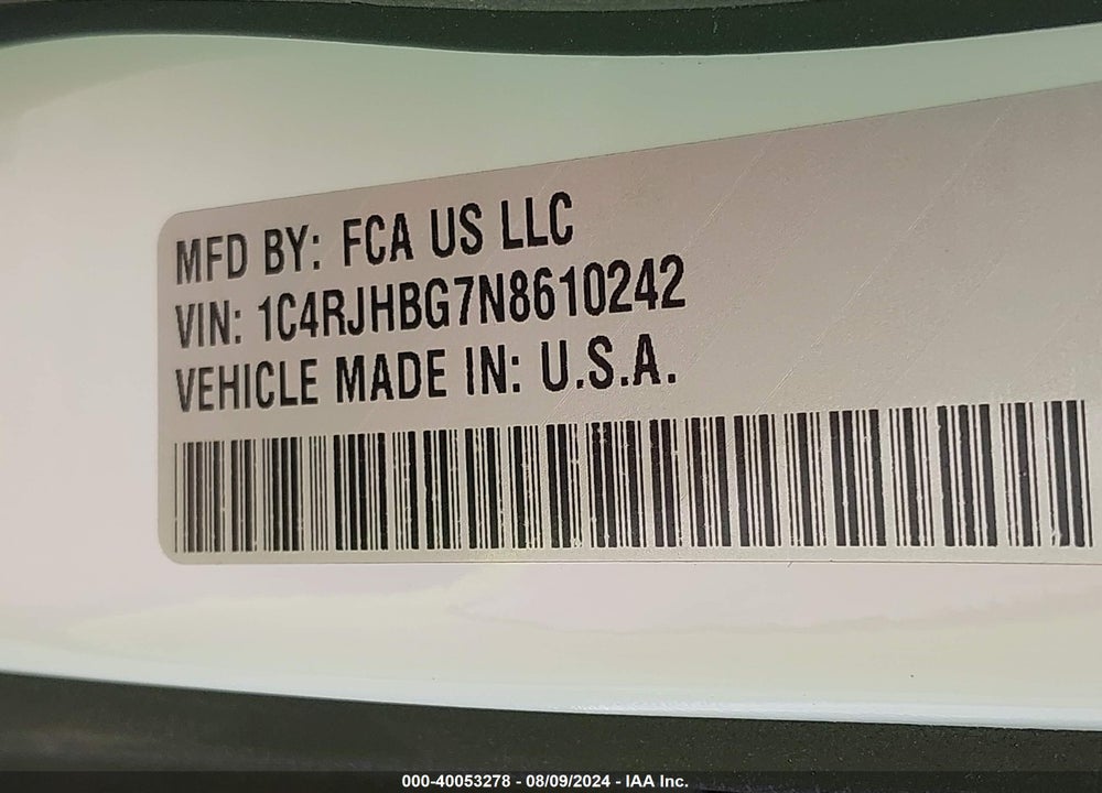 2022 JEEP GRAND CHEROKEE LIMITED 4X4 VIN: 1C4RJHBG7N8610242