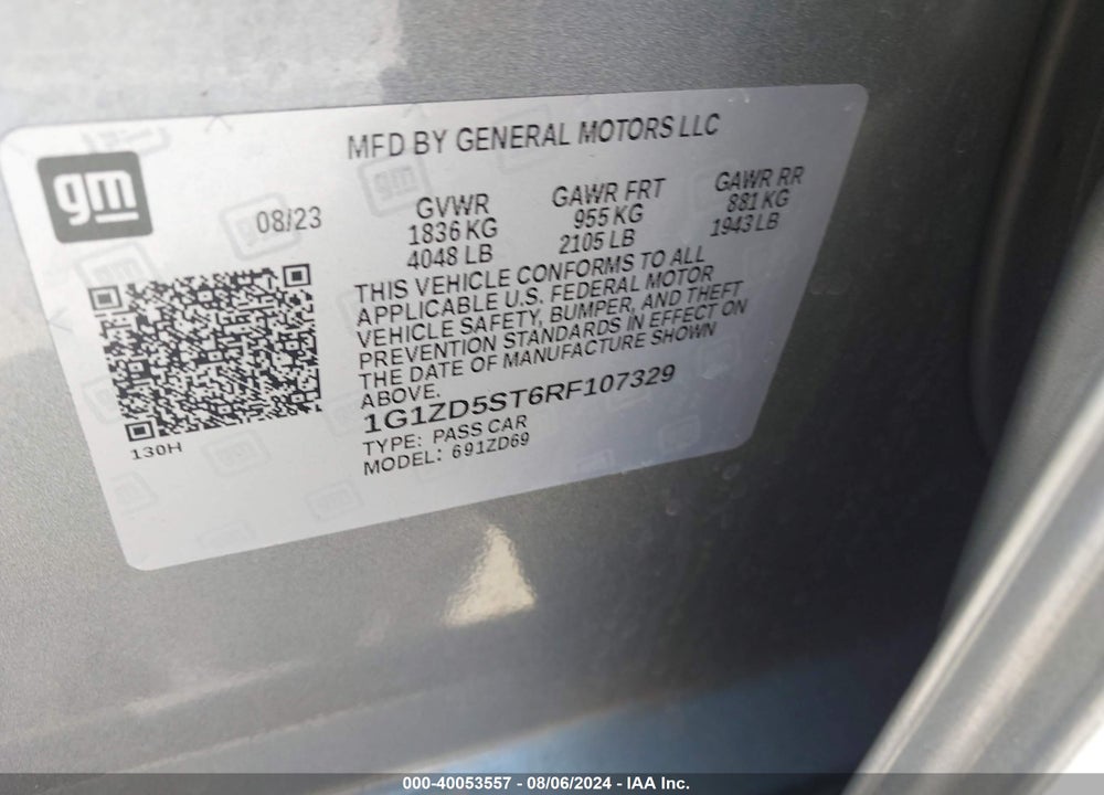 2024 CHEVROLET MALIBU FWD 1LT VIN: 1G1ZD5ST6RF107329
