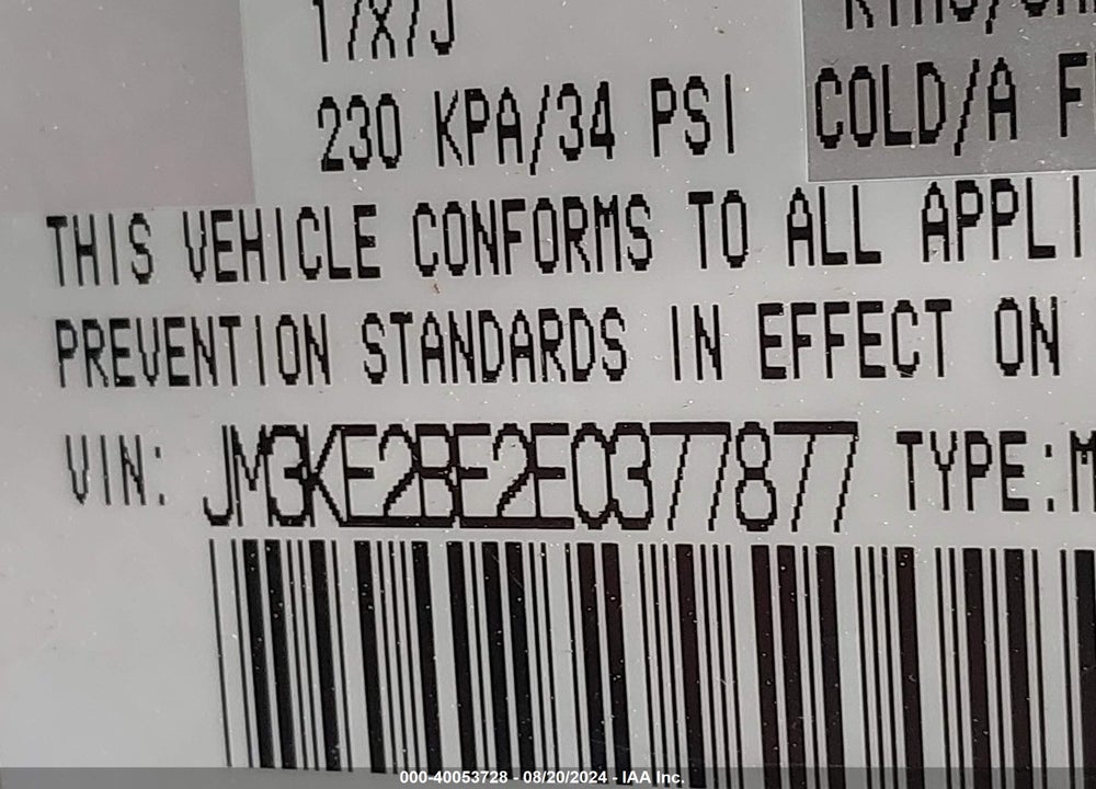 2014 MAZDA CX-5 SPORT VIN: JM3KE2BE2E0377877