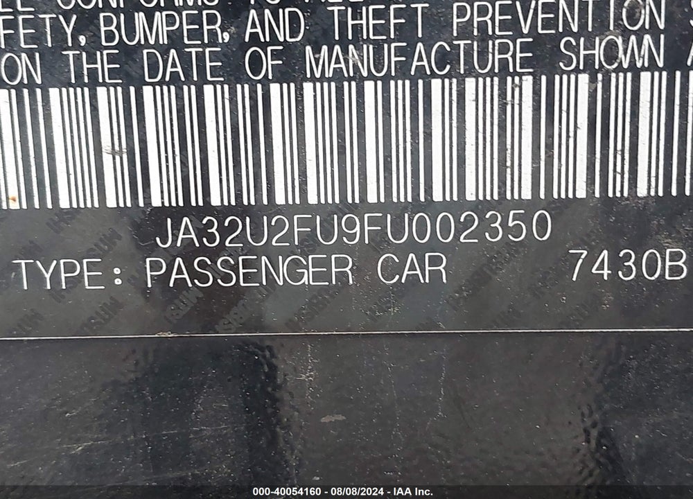2015 MITSUBISHI LANCER VIN: JA32U2FU9FU002350