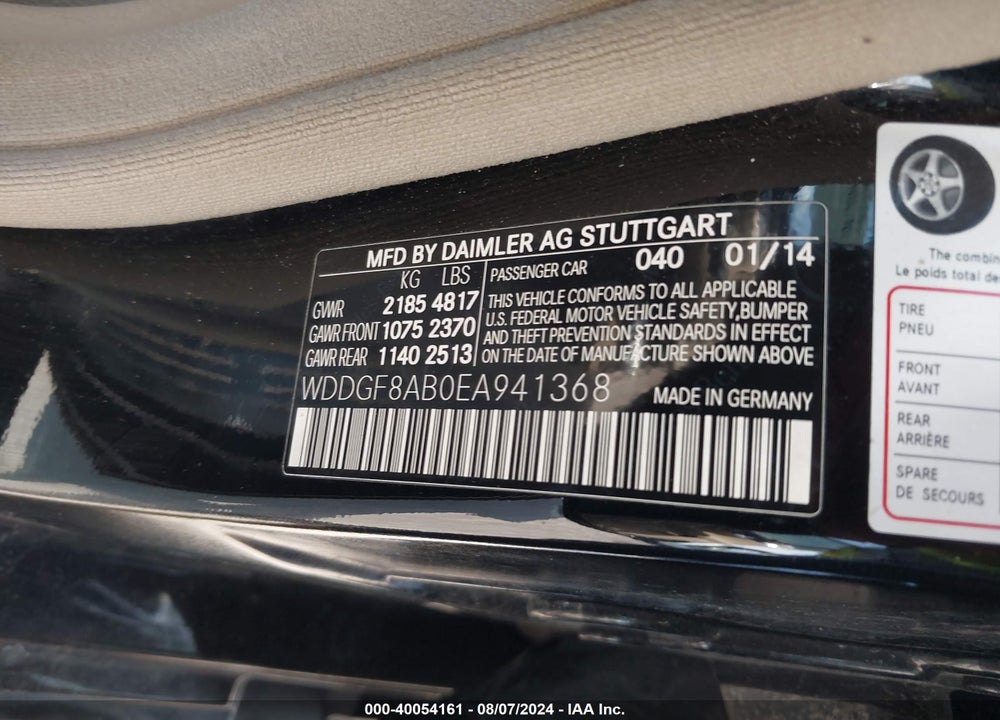2014 MERCEDES-BENZ C 300 VIN: WDDGF8AB0EA941368