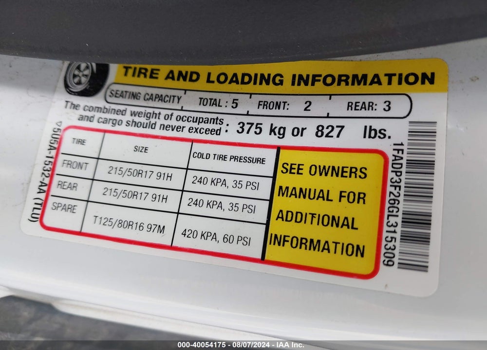 2016 FORD FOCUS SE VIN: 1FADP3F26GL315309