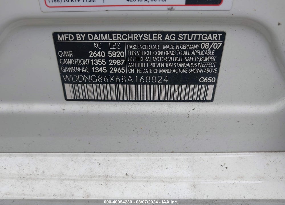 2008 MERCEDES-BENZ S 550 4MATIC VIN: WDDNG86X68A168824
