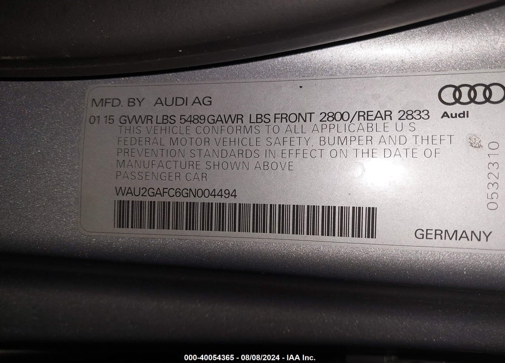 2016 AUDI A7 3.0T PREMIUM PLUS VIN: WAU2GAFC6GN004494