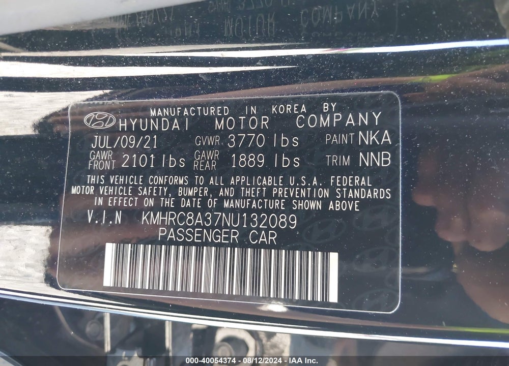 2022 HYUNDAI VENUE SEL VIN: KMHRC8A37NU132089