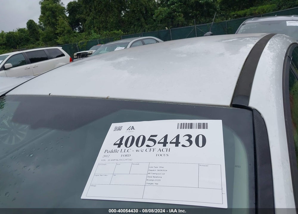 2012 FORD FOCUS SE VIN: 1FAHP3K22CL197342