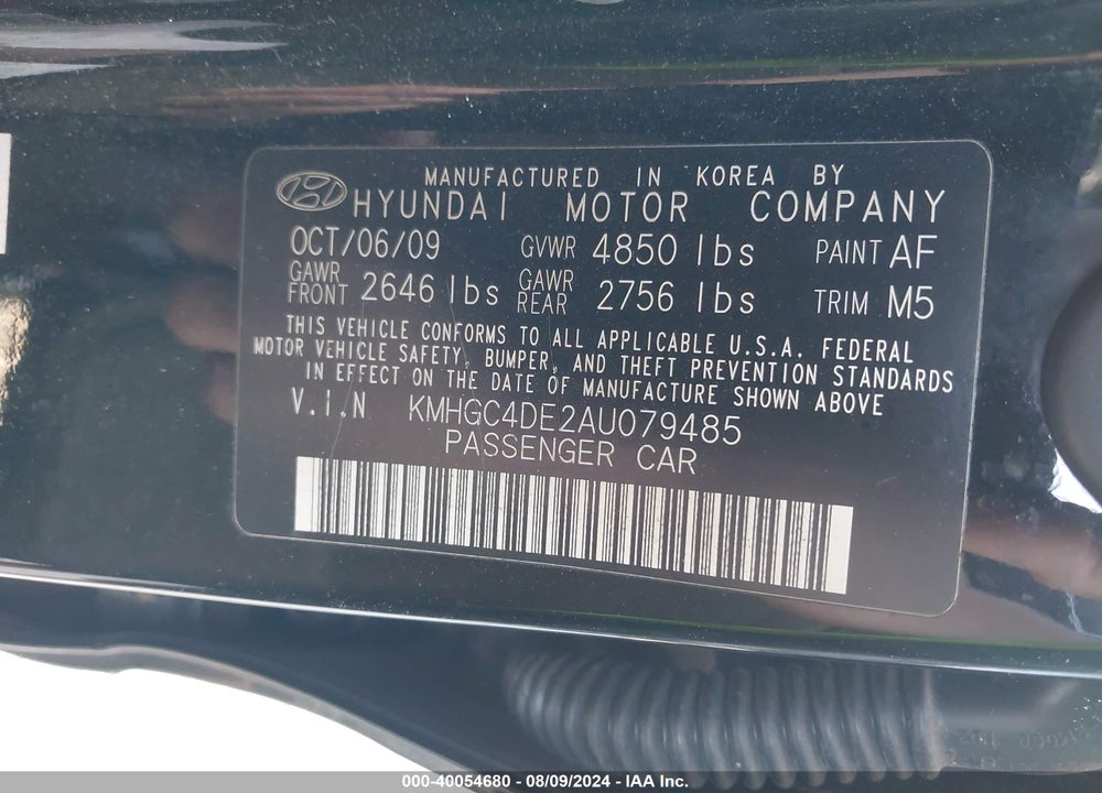 2010 HYUNDAI GENESIS 3.8 VIN: KMHGC4DE2AU079485