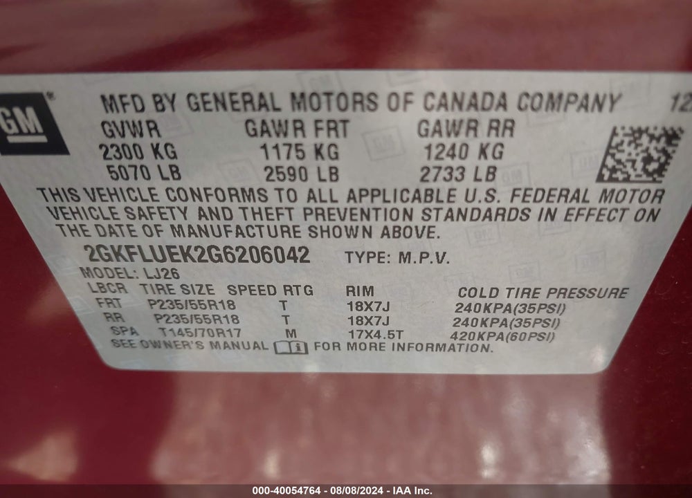 2016 GMC TERRAIN SLT VIN: 2GKFLUEK2G6206042