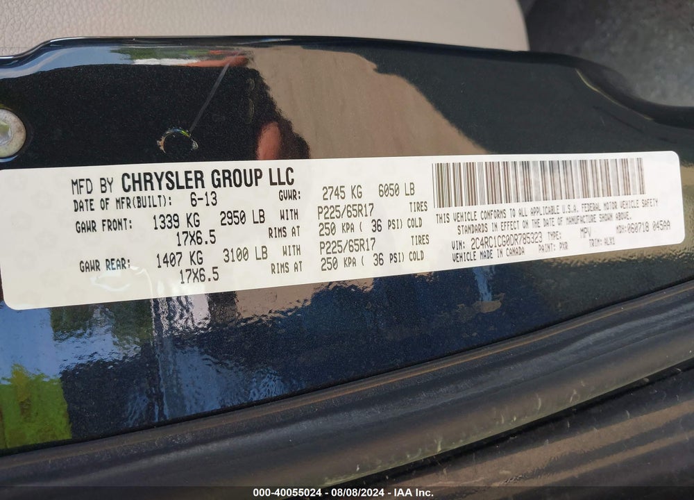 2013 CHRYSLER TOWN & COUNTRY TOURING-L VIN: 2C4RC1CG0DR785323