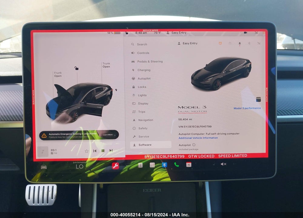 2020 TESLA MODEL 3 PERFORMANCE DUAL MOTOR ALL-WHEEL DRIVE VIN: 5YJ3E1EC9LF640799