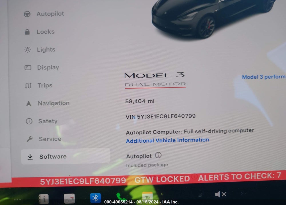 2020 TESLA MODEL 3 PERFORMANCE DUAL MOTOR ALL-WHEEL DRIVE VIN: 5YJ3E1EC9LF640799