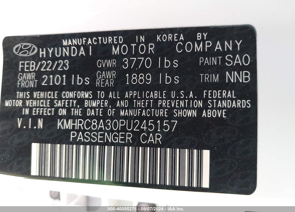 2023 HYUNDAI VENUE LIMITED VIN: KMHRC8A30PU245157