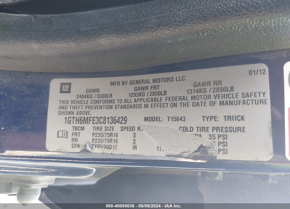 2012 GMC CANYON SLE VIN: 1GTH6MFE3C8136429