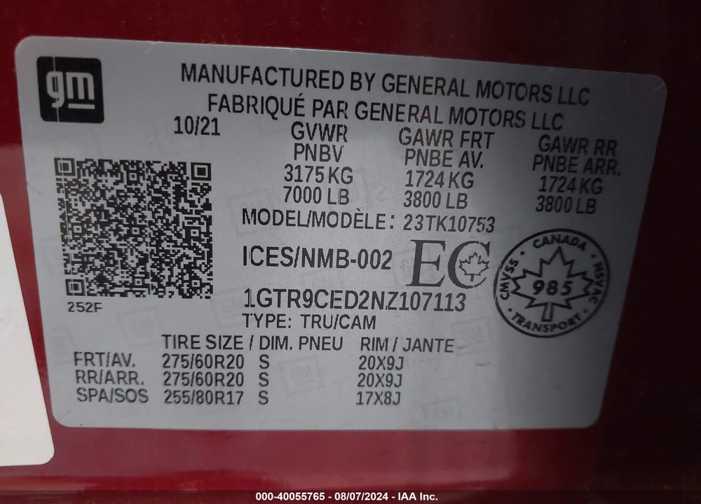2022 GMC SIERRA 1500 LIMITED 4WD DOUBLE CAB STANDARD BOX ELEVATION VIN: 1GTR9CED2NZ107113