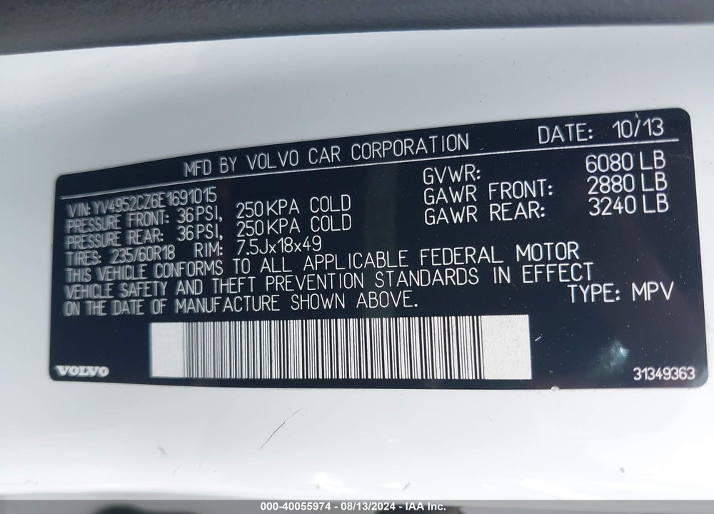 2014 VOLVO XC90 3.2 VIN: YV4952CZ6E1691015