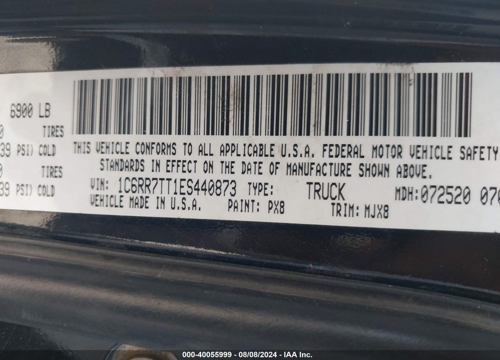 2014 RAM 1500 SLT VIN: 1C6RR7TT1ES440873