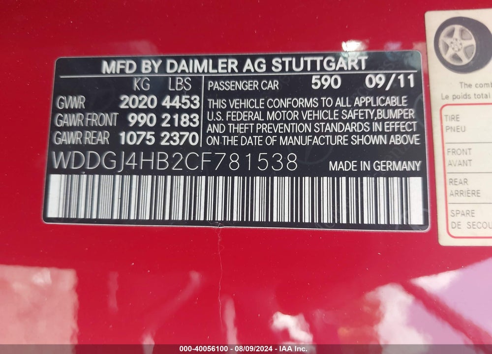 2012 MERCEDES-BENZ C 250 VIN: WDDGJ4HB2CF781538